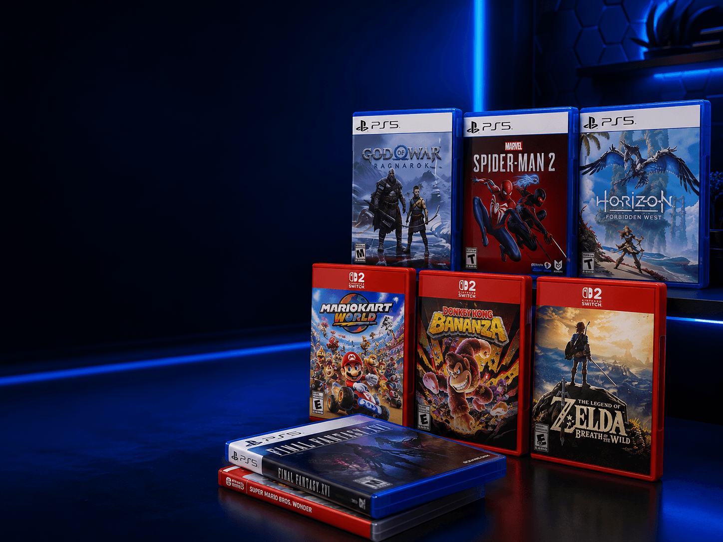 PlayStation and Nintendo game cases in the Games category